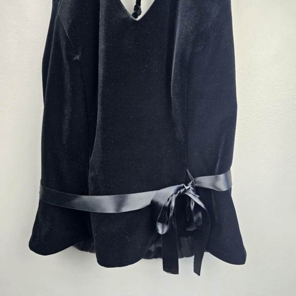 XSCAPE Vintage 90's Y2K Halter Top Velvet Satin Black Womens Size 8 - Picture 3 of 12